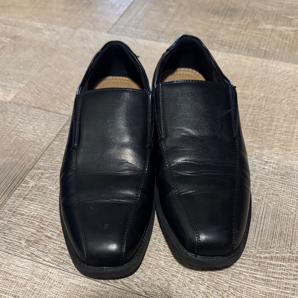 Men's Black Leather Slip-On Shoes